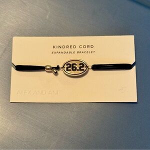 Alex and Ani Black Cord Bracelet with Sterling Silver 26.2 Marathon Charm